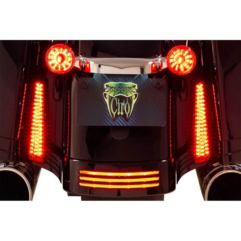 Ciro 40043 Filler Panel Red Lights, Black Finish For Harley Touring '14- - Image 2