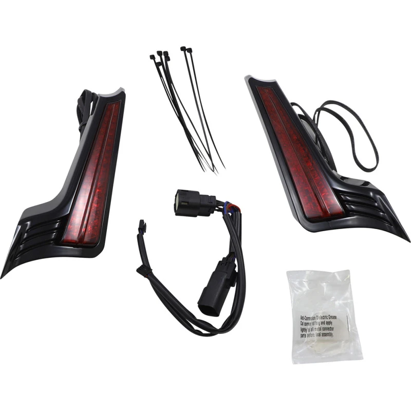 Ciro 40043 Filler Panel Red Lights, Black Finish For Harley Touring '14-
