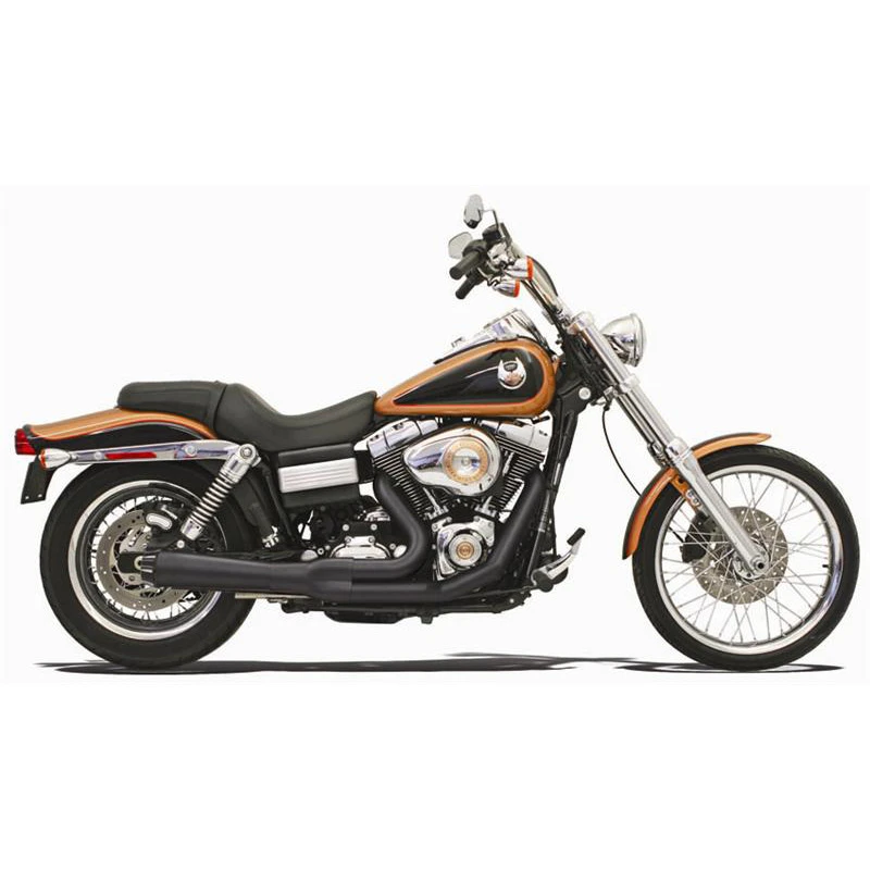 Bassani 13322R Road Rage 2:1 Short Megaphone Exhaust, Black For Harley Dyna '91-'05