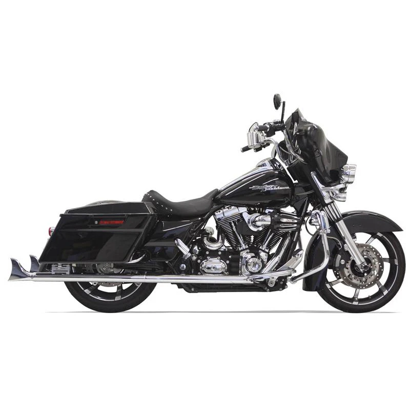 Bassani 1F27E36 Fishtail 36" Slip-Ons(With Baffles), Chrome For Harley Baggers '95-'16