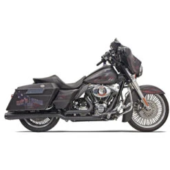 Bassani 1F66RB Black Stepped Down Under True-Duals, Megaphone For Harley Baggers '09-'16