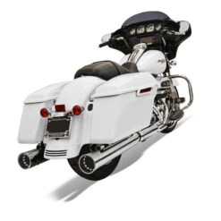 Bassani 1F72DNT6 4" Straight DNT Mufflers, Chrome/Chrome For Harley Baggers '17-'22