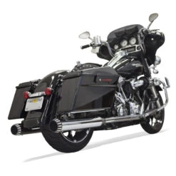 Bassani 1F72QNT5 4" Straight QNT Quiet Mufflers, Chrome/Black For Harley Baggers '17-'20