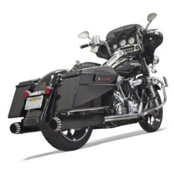 Bassani 1F72QNT5B 4" Straight QNT Quiet Mufflers, Black/Black For Harley Baggers '17-'20