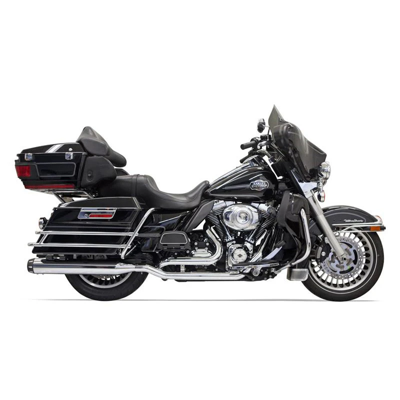 Bassani 1F76R Chrome Stepped Down Under True-Duals, Straight For Harley Baggers '09-'16