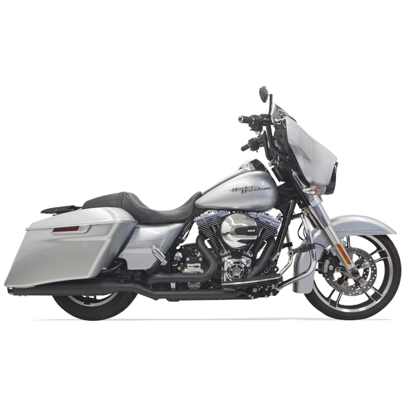 Bassani 1F76RB Black Stepped Down Under True-Duals, Straight For Harley Baggers '09-'16