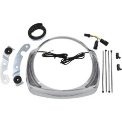 Ciro 45200 Fang LED Headlight Bezel White Run, Chrome For Harley Street Glide/Ultra '14-