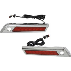 Custom Dynamics CD-SBL-DC4-RC Saddlebag Latch Dual Accent Lights, Red/Chrome Harley Models