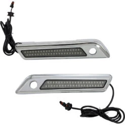 Custom Dynamics CD-SBL-DC4-SC Saddlebag Latch Dual Accent Lights, Smoke/Chrome Harley Models