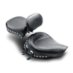 Mustang 79109 Wide Touring Solo Seat With Backrest, Studs For Harley-Davidson Dyna Glide