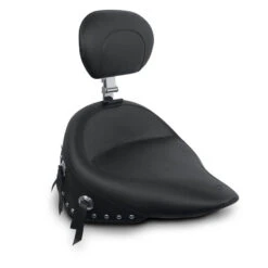 Mustang 79120 Wide Touring Solo Seat With Backrest, Studs For Harley-Davidson Softail