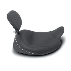 Mustang 79602 Solo Seat With Backrest, Chrome Studs For Harley-Davidson FLHT/FLTR/FLHX/FLHR