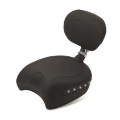 Mustang 79675 Recessed Passenger Seat With Chrome Studs/Backrest For Harley-Davidson FL Touring