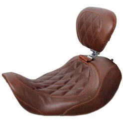 Mustang 79806 Wide Tripper Forward Solo Diamond Seat W/ Backrest For Harley Dyna '06-'17
