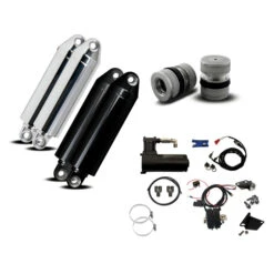 Platinum 1686-SLT+FRTP Gloss Black Front Pucks And Rear Air Ride Package Harley Touring