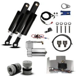 Platinum 8699-EBF+FRTP Gloss Black Air Ride Bleed Feed Suspension, Pucks EVO / Softail '84-'99
