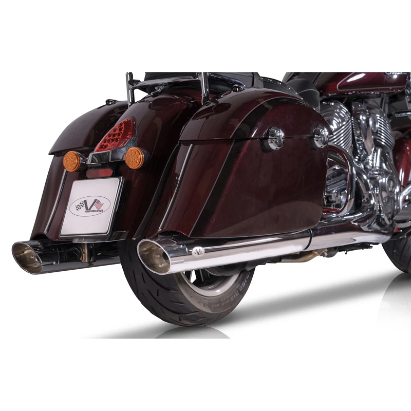 V-Performance AIND0020002 Twin Slip-on Exhausts, Banger Chrome For Indian Chieftain / Challenger