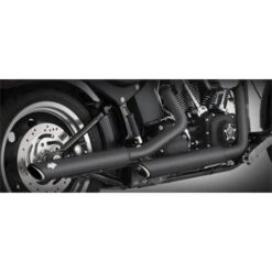 VANCE & HINES Twin Slash Ovals Black Slip-on Mufflers Exhaust - Softail FLSTC Models 07-up